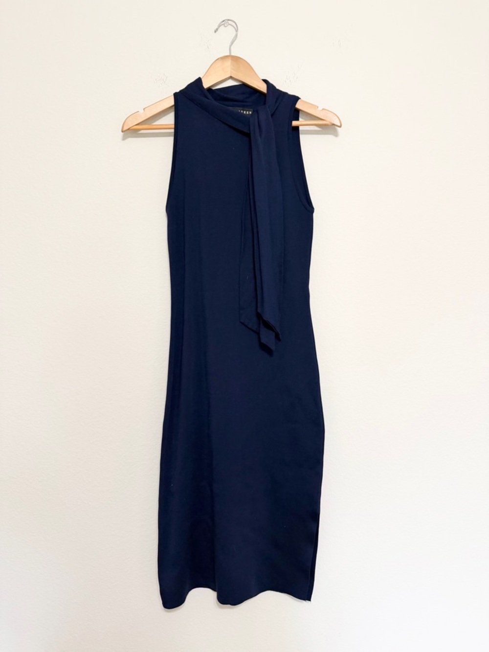 RALPH LAUREN BLACK LABEL Silk & Cashmere Sleeveless Knit Dress With Neck Tie XS